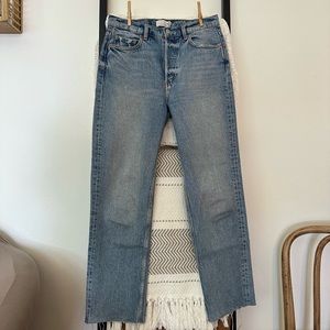 Cut-off Straight Leg Jeans